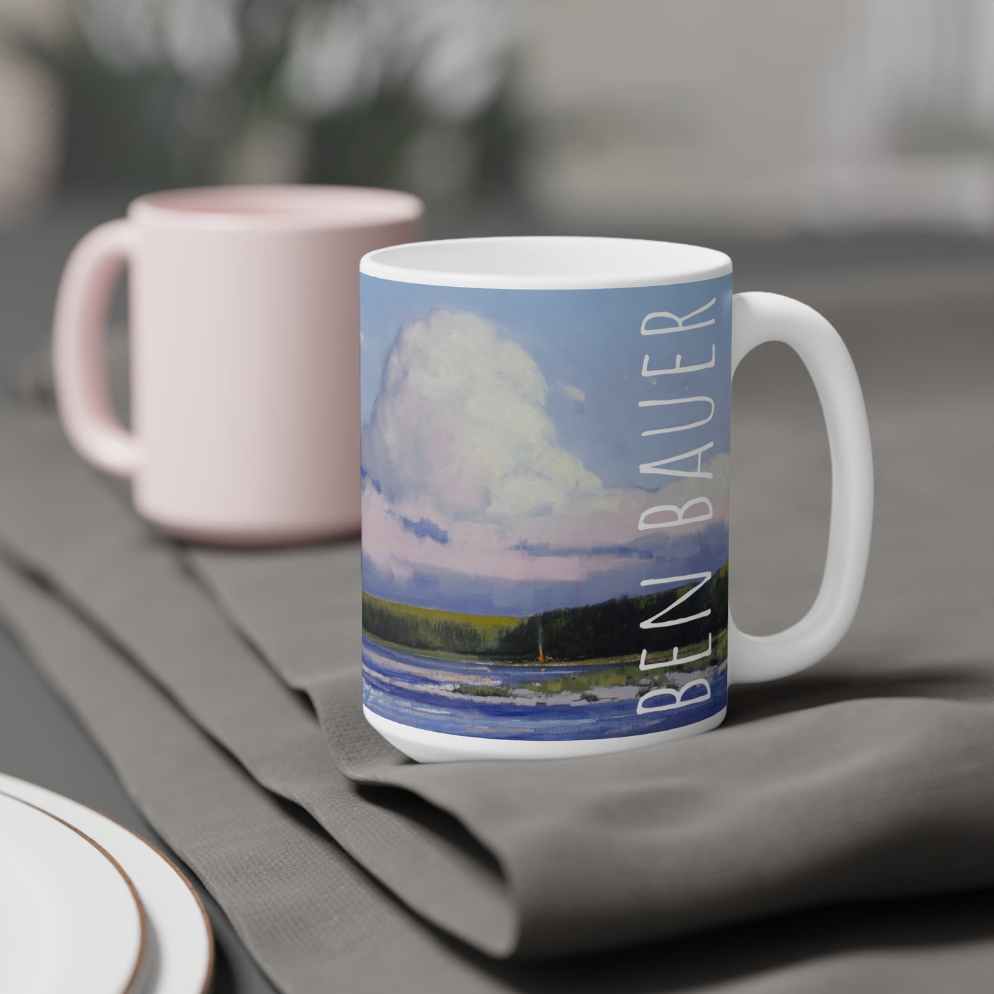 Ben Bauer: "Bonfire Time, Baileys Harbor Door County" Ceramic Mug (11oz, 15oz, 20oz)