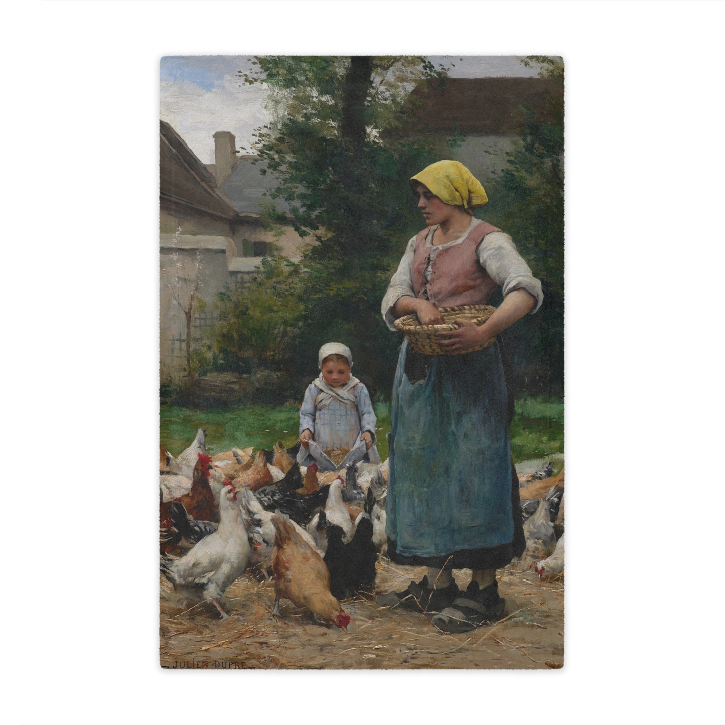 Julien Dupre: "Femme avec des poules" - Microfiber Blanket