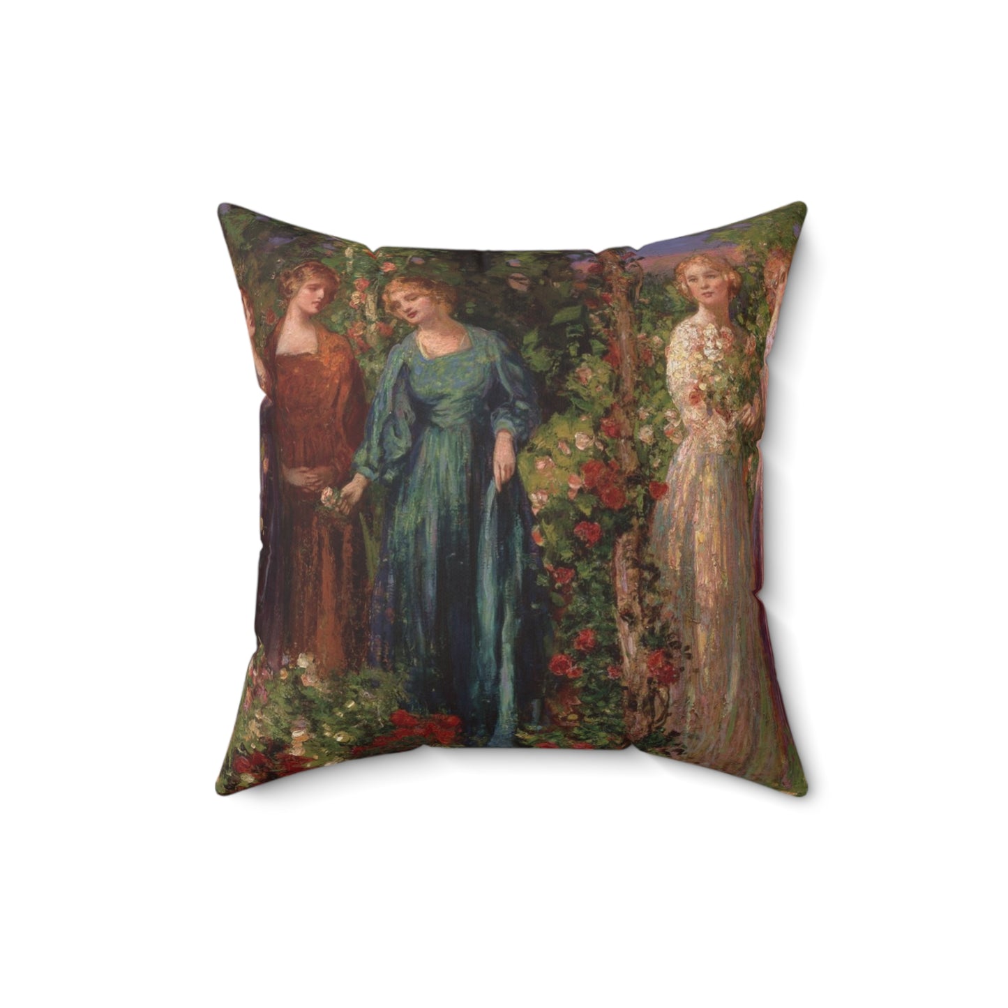 Thomas Mostyn: "Gather Ye Rosebuds While Ye May" - Spun Polyester Square Pillow