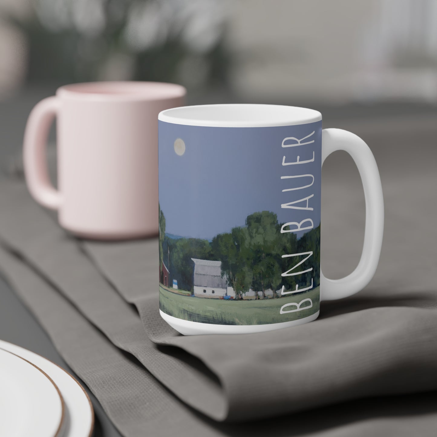 Ben Bauer: "Lowry Farm Moonrise" Ceramic Mug (11oz, 15oz, 20oz)