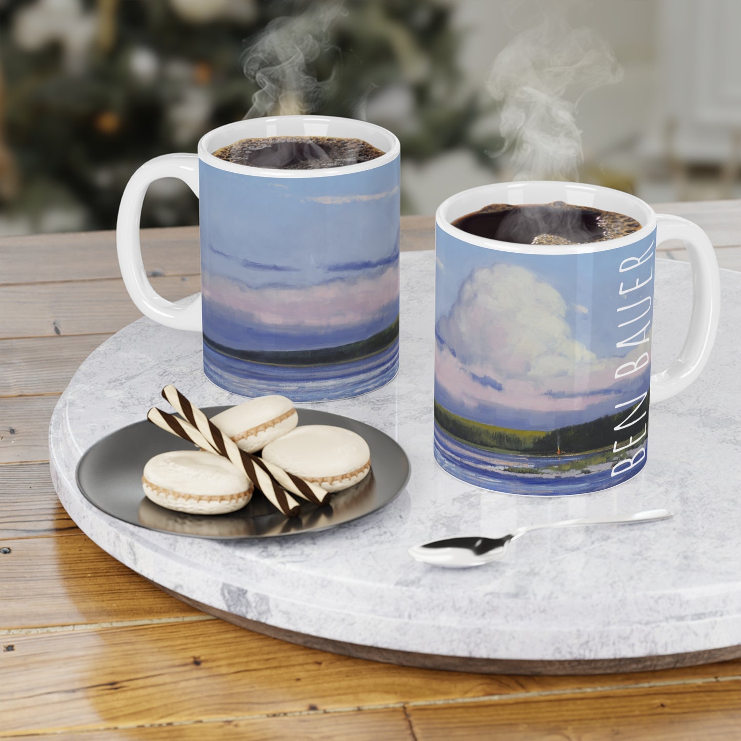 Ben Bauer: "Bonfire Time, Baileys Harbor Door County" Ceramic Mug (11oz, 15oz, 20oz)