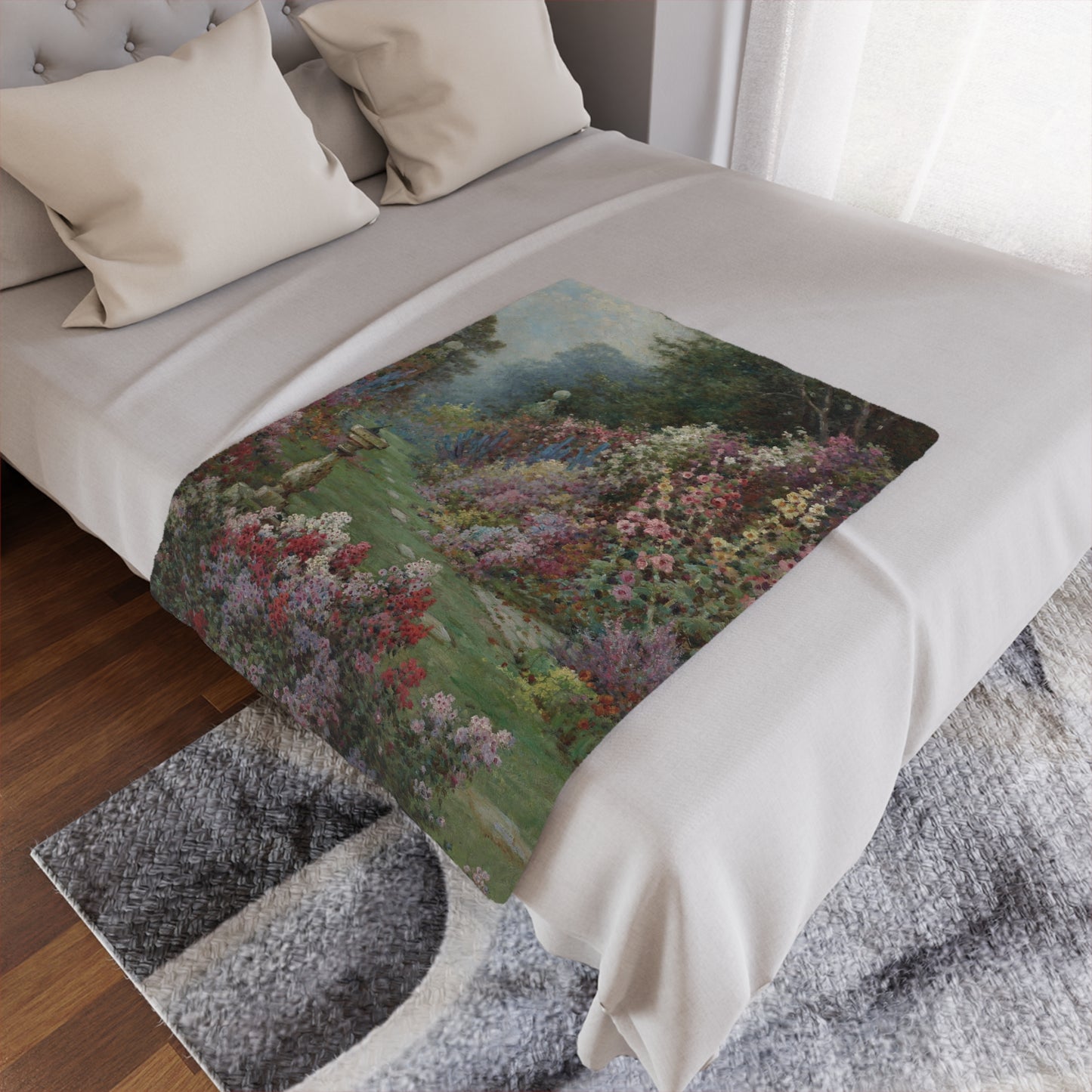 Alfred de Breanski, Jr.: "The Herbaceous Border" - Microfiber Blanket