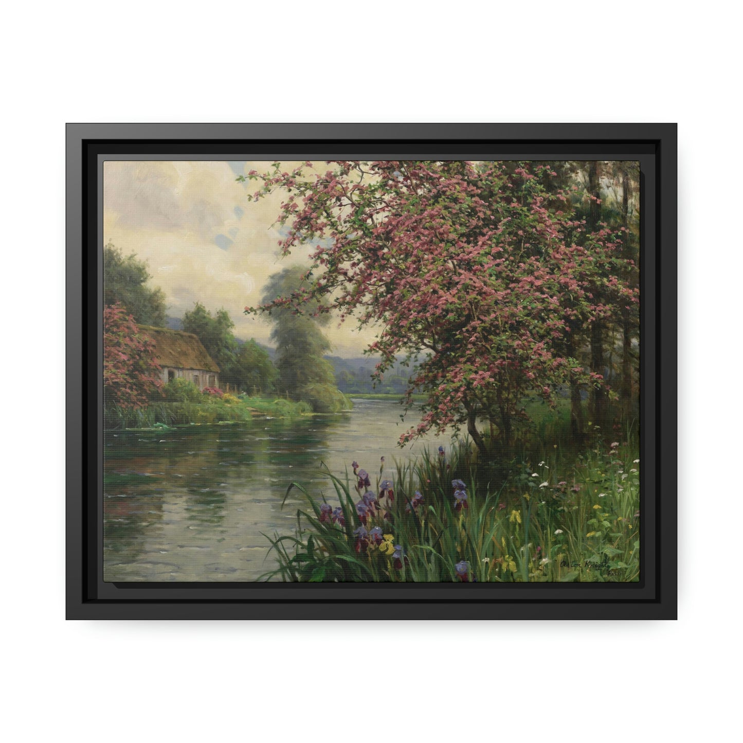 Louis Aston Knight: "Summer Along the River" - Framed Canvas Reproduction