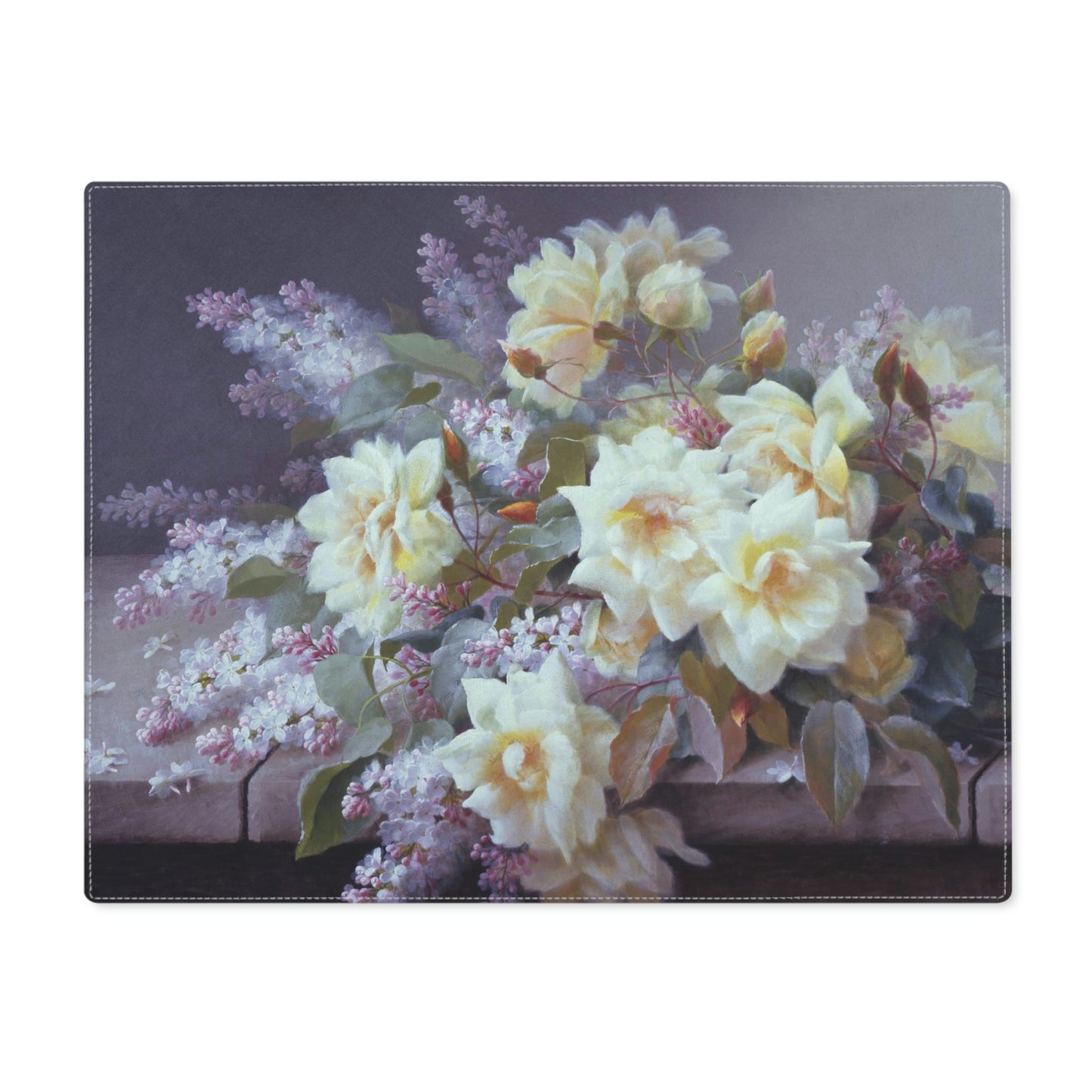 Raoul de Longpre: "Roses and Lilacs on a Stone Ledge" - Placemat, 1pc