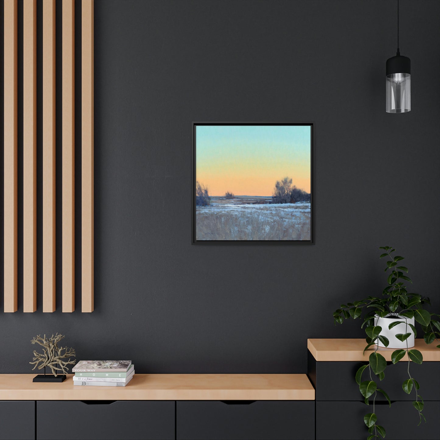 Ben Bauer: "Late Afternoon in March, Lowry, MN" - Square Framed Canvas Reproduction
