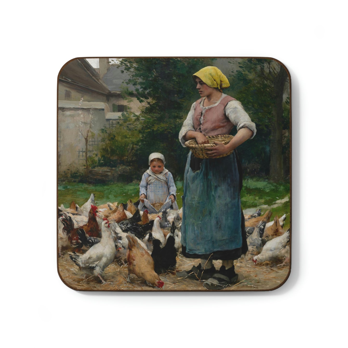 Julien Dupre: "Femme avec des poules" - Hardboard Back Coaster