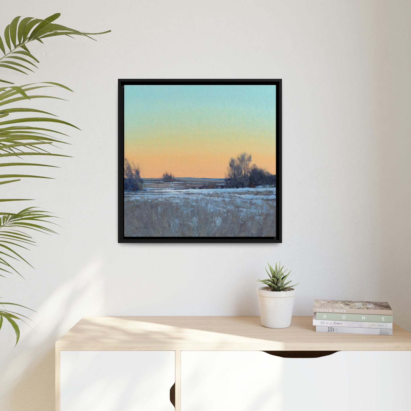 Ben Bauer: "Late Afternoon in March, Lowry, MN" - Square Framed Canvas Reproduction