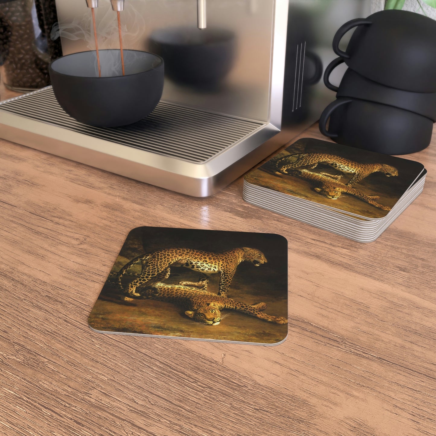 Jacques-Laurent Agasse: "Two Leopards in the Exeter Exchange Menagerie" - Coasters (50, 100 pcs)