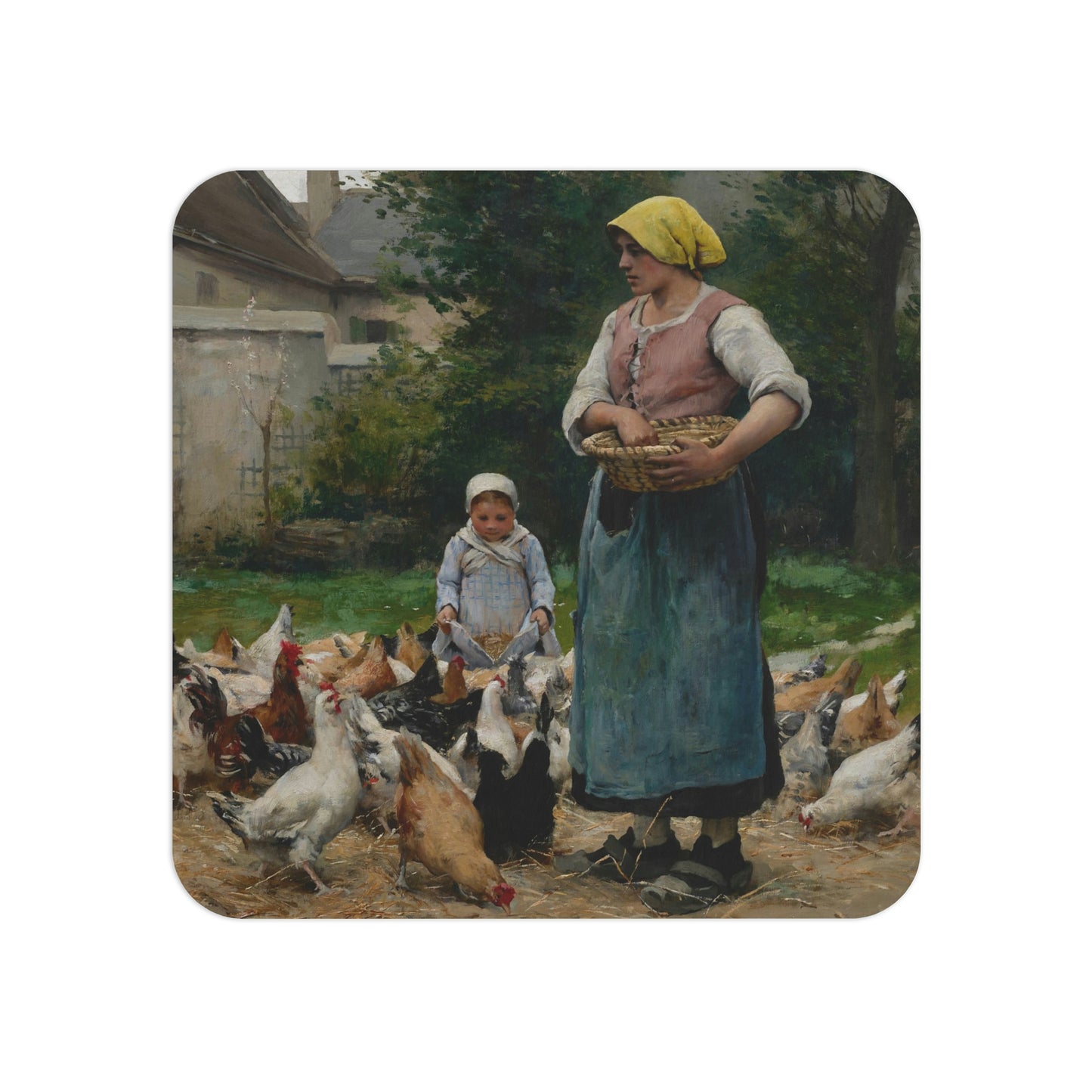 Julien Dupre: "Femme avec des poules" - Coasters (50, 100 pcs)