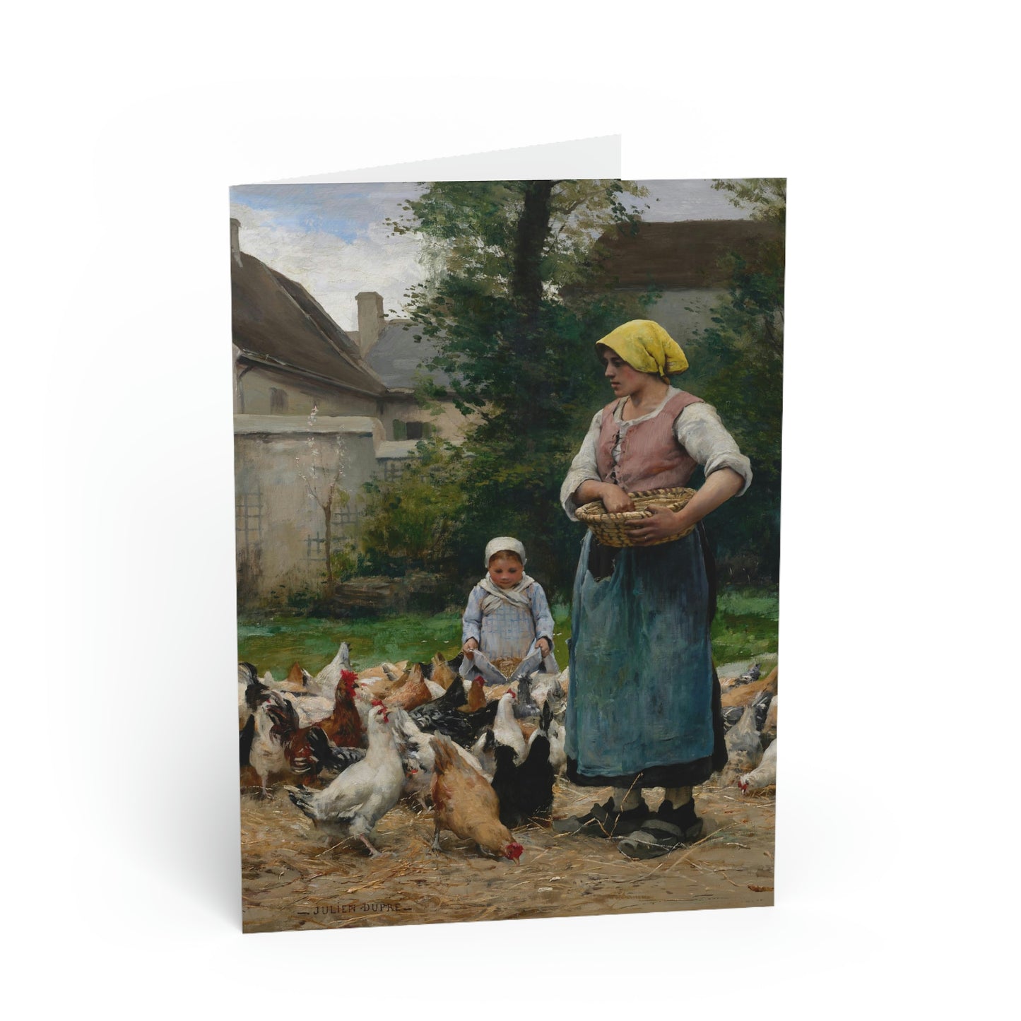 Julien Dupre: "Femme avec des poules" - Folded Greeting Cards