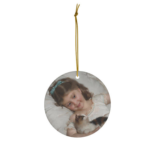 Holiday Ornament - Emile Munier's Petite fille et chat