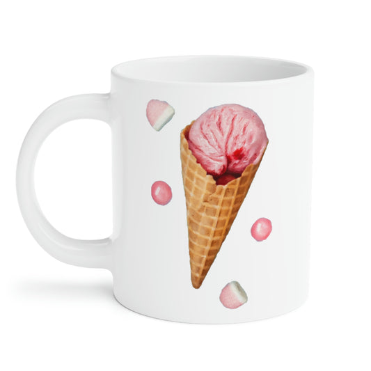 Beth Sistrunk: "Strawberry Ice Cream Cones - Beth Sistrunk" Ceramic Mug (11oz\15oz\20oz)